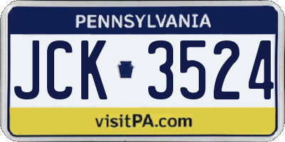 PA license plate JCK3524