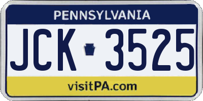 PA license plate JCK3525