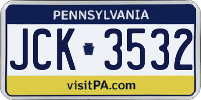 PA license plate JCK3532