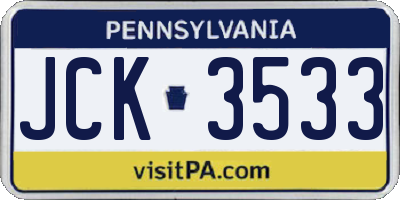 PA license plate JCK3533