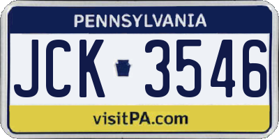 PA license plate JCK3546