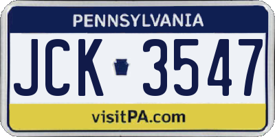 PA license plate JCK3547