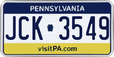 PA license plate JCK3549