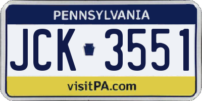 PA license plate JCK3551