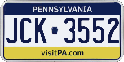 PA license plate JCK3552