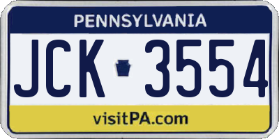 PA license plate JCK3554