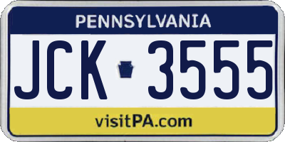 PA license plate JCK3555