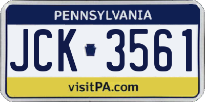 PA license plate JCK3561