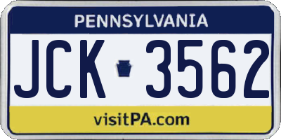 PA license plate JCK3562
