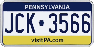 PA license plate JCK3566