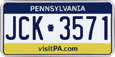 PA license plate JCK3571