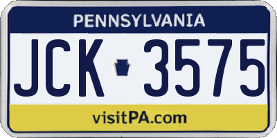 PA license plate JCK3575