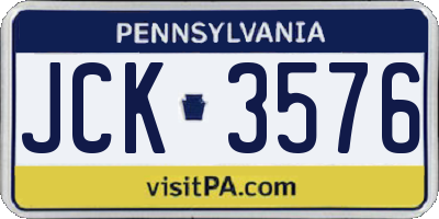 PA license plate JCK3576