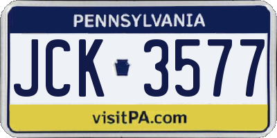 PA license plate JCK3577