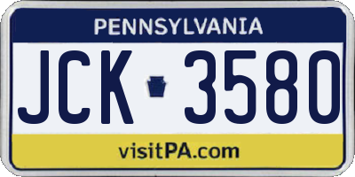 PA license plate JCK3580