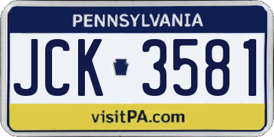 PA license plate JCK3581