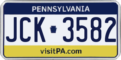 PA license plate JCK3582