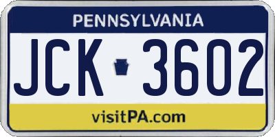 PA license plate JCK3602