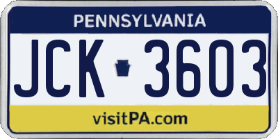 PA license plate JCK3603