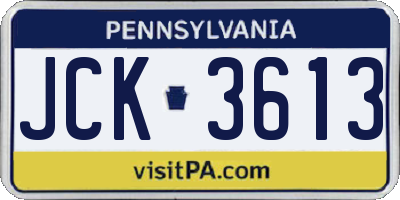 PA license plate JCK3613