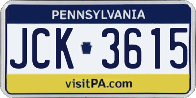 PA license plate JCK3615