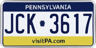 PA license plate JCK3617