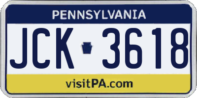 PA license plate JCK3618