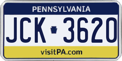 PA license plate JCK3620