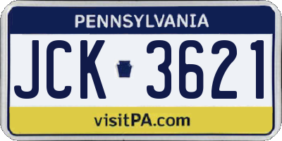 PA license plate JCK3621