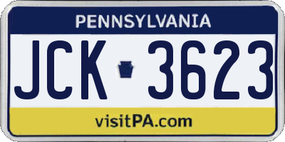 PA license plate JCK3623