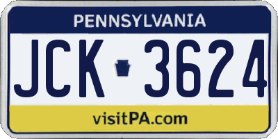 PA license plate JCK3624