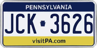 PA license plate JCK3626
