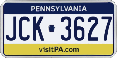 PA license plate JCK3627