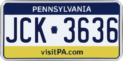 PA license plate JCK3636