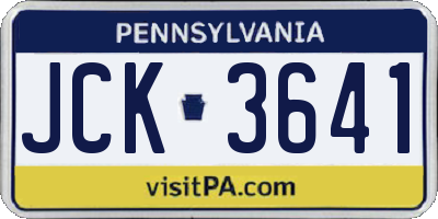 PA license plate JCK3641