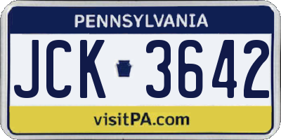 PA license plate JCK3642