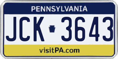 PA license plate JCK3643
