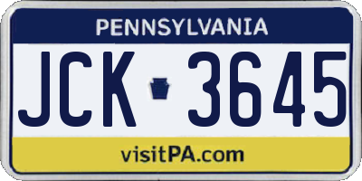 PA license plate JCK3645