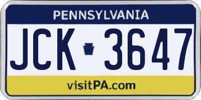 PA license plate JCK3647