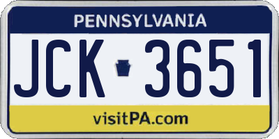 PA license plate JCK3651