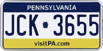 PA license plate JCK3655