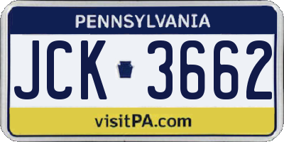 PA license plate JCK3662