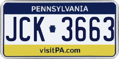 PA license plate JCK3663