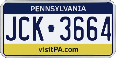 PA license plate JCK3664