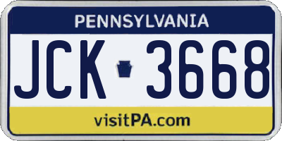 PA license plate JCK3668