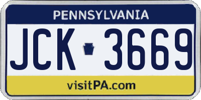 PA license plate JCK3669