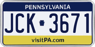 PA license plate JCK3671