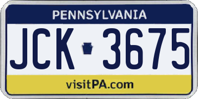 PA license plate JCK3675