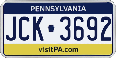 PA license plate JCK3692