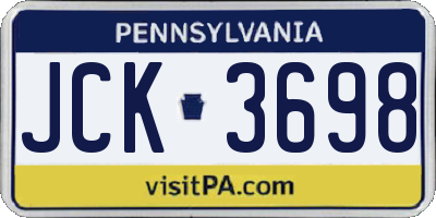 PA license plate JCK3698